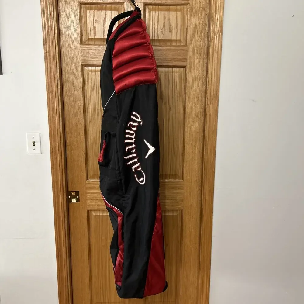 Flaws See Pics! Callaway Golf Travel Bag w Wheels Black Red Club Cover Rolling